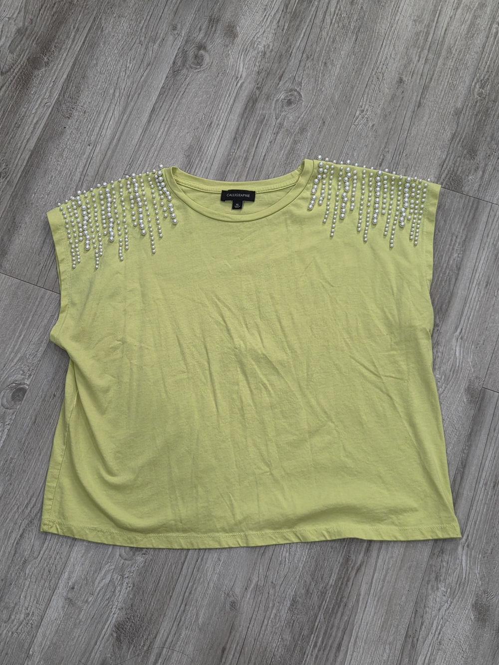 Collection Lime Pearl-Trim Crewneck Top